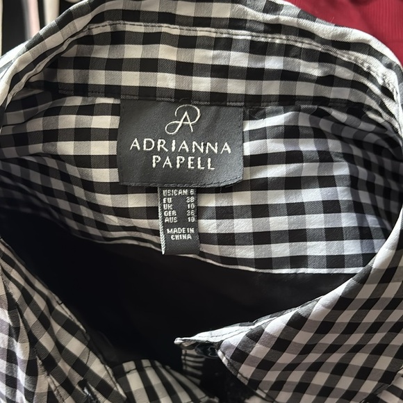 Adrianna Papell | Gingham Tafetta Lace Trim Collared Shirt Midi Dress - Picture 14 of 16